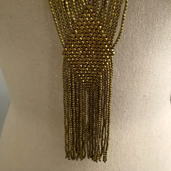 Baizaar Brass Beaded Fringe Statement Necklace - Picture 3 of 4